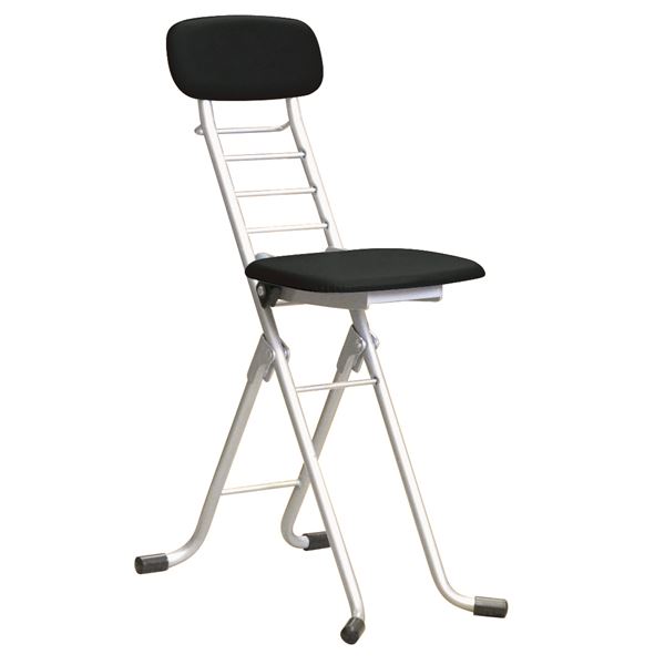折りたたみ椅子 【4脚セット ブラック×シルバー】 幅35cm 日本製 高さ6段調節 スチールパイプ 『カラーリリィチェア』【代引不可】[21]