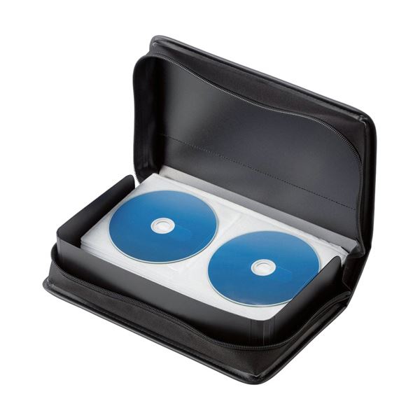 （まとめ）エレコム Blu-ray/DVD/CD対応 ファスナーケース 96枚収納 ブラック CCD-SSB96BK 1個 【×5セット】[21]