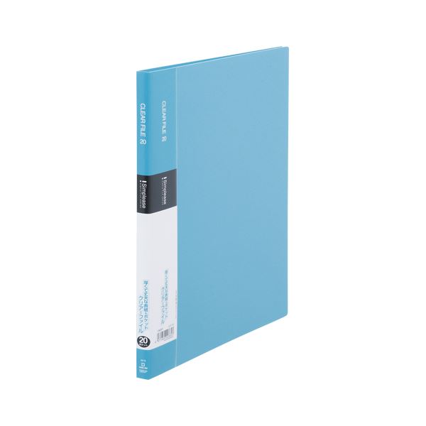 （まとめ） キングジム シンプリーズ クリアーファイル A4タテ型 20ポケット 水色 【×20セット】[21]