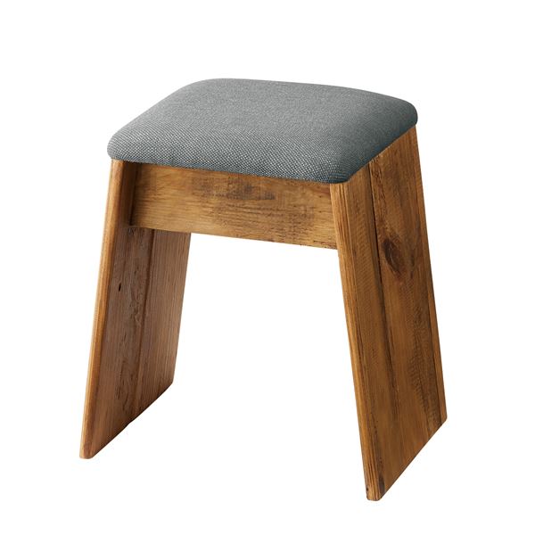 スツール オットマン 幅40cm 2脚セット グレー 軽量 木製 パイン古材 ファブリック 完成品 リビング ダイニング[21]