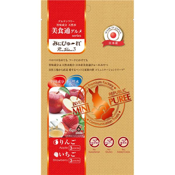 (まとめ) RIVERD RIPUBLIC みにぴゅ～れ 美食通グルメ PureValue5 りんご いちご 6本 【×12セット】 (ペット用品)【代引不可】[21]