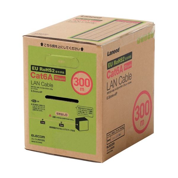 エレコム EU RoHS指令準拠CAT6A対応 長尺LANケーブル ホワイト 300m/簡易パッケージ仕様 LD-GPAL/WH300RS 1箱[21]