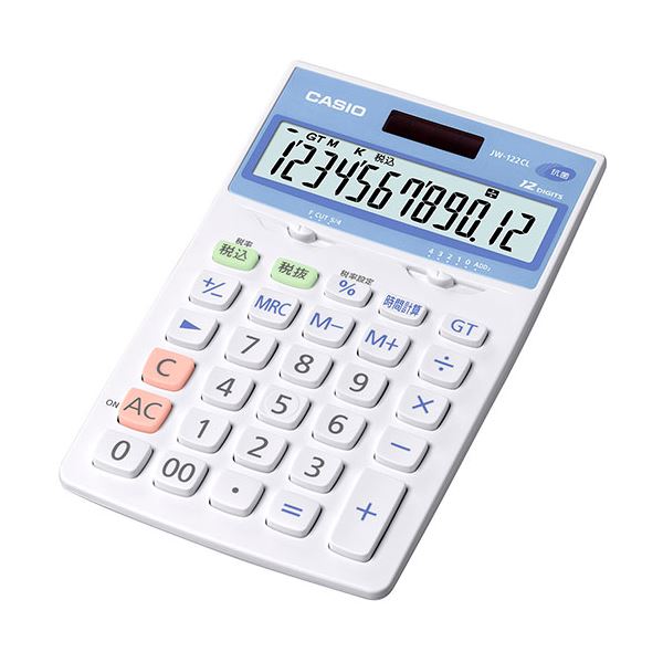 カシオ計算機 CASIO 抗菌電卓 ジャストタイプ12桁 JW-122CL-N[21]