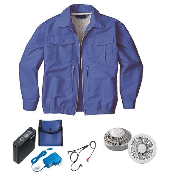 KU92130 空調服 R 綿ポリ混紡 スペーサー一体型 FAN2200G・RD9261・LISUPER1セット ライトブルー L[21]