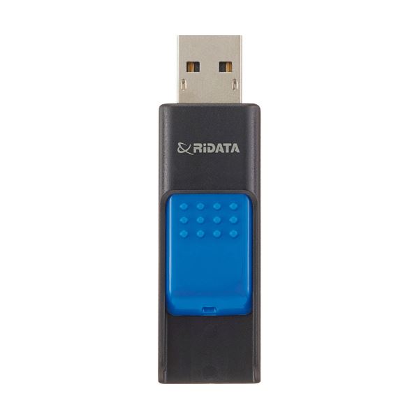 （まとめ）RiDATA ラベル付USBメモリー16GB ブラック/ブルー RDA-ID50U016GBK/BL 1個【×3セット】 [21]