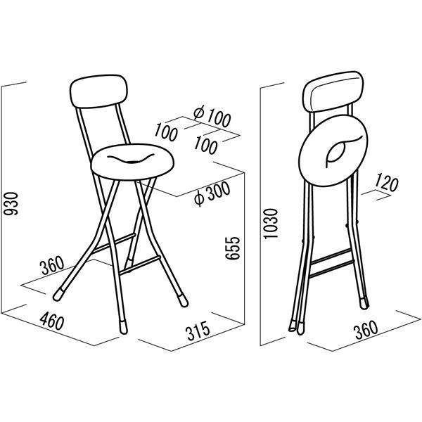 円座 折りたたみ椅子 【4脚セット ピンク×ミルキーホワイト】 幅36cm 日本製 スチール 『スイーツチェア ドーナツハイ』【代引不可】[21] [2]