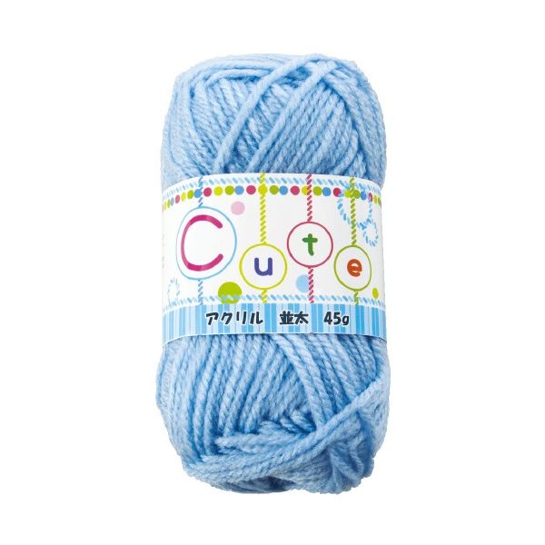 （まとめ）キッズ 毛糸（並太） 45g 薄水【×20セット】[21]