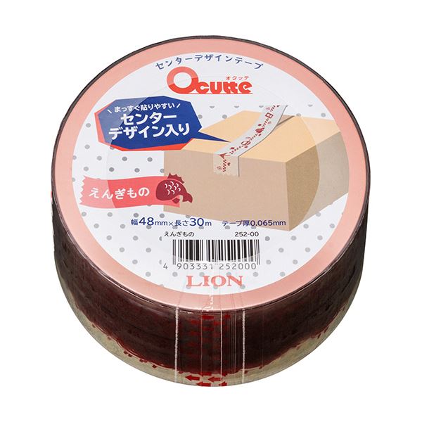 （まとめ）ライオン事務器 センターデザインテープ オクッテ ネコの足あと 48mm×30m OT-30 1巻 【×10セット】 [21]