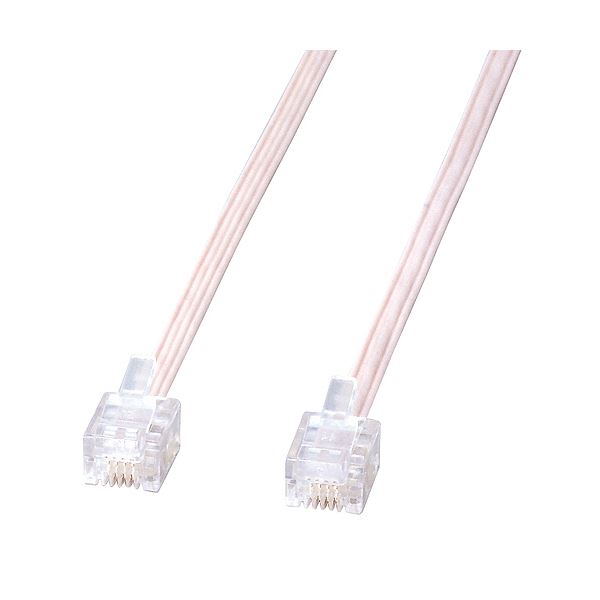 （まとめ）TANOSEE 電話ケーブル 6極4芯白 3m 1本【×10セット】[21]