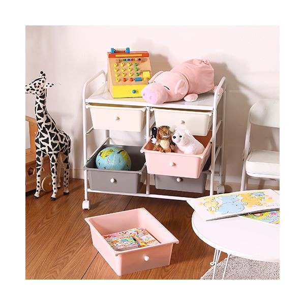 収納棚 幅630mm 3段 6マス スチール PP 取っ手 キャスターストッパー付き キッズ収納 color リビング 子供部屋 プレゼント【代引不可】[21] [2]