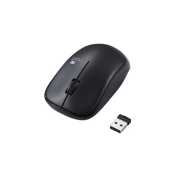 （まとめ） エレコム IRマウス/ENELOシリーズ/無線/3ボタン/省電力/抗菌/ブラック M-IR07DRKBK 【×2セット】[21]