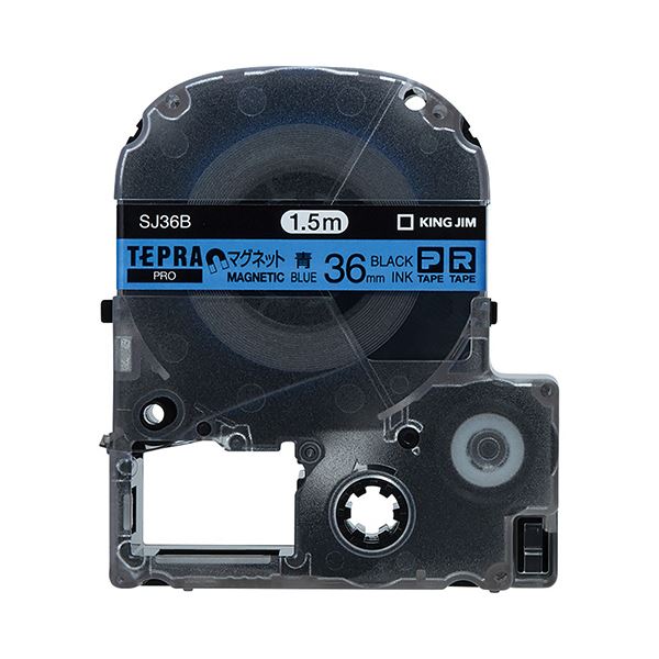 (まとめ) キングジム テプラ PRO テープカートリッジ マグネットテープ 36mm 青／黒文字 SJ36B 1個 【×10セット】[21]