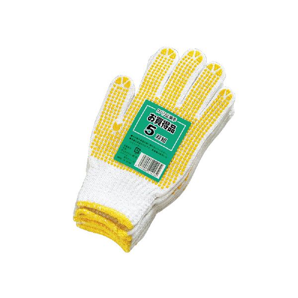 (まとめ）勝星産業 スベリ止め軍手#520 5双組【×10セット】[21]