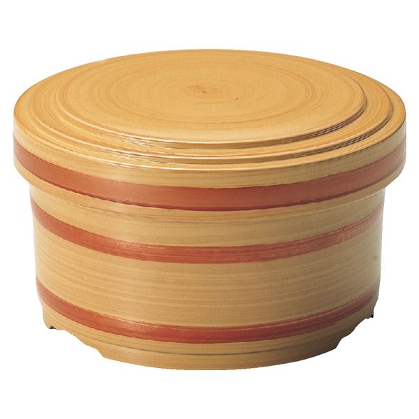 Boiled Rice Container - 桶型飯器/おひつ 【大 白木 内朱 A】 直径120×高さ86(107×83)mm 日本製 〔和食 レストラン 居酒屋 店舗 お店〕【代引不可】[21]