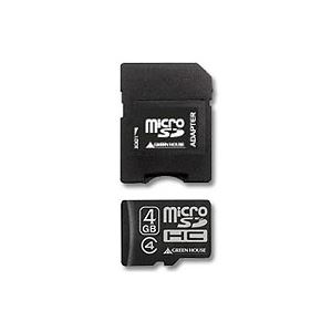 （まとめ）グリーンハウス microSDHCカード4GB Class4 防水仕様 SDHC変換アダプタ付 GH-SDMRHC4G4 1枚【×3セット】[21]