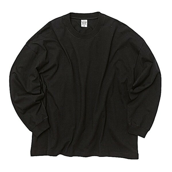 Rakuten - ロングスリーブ Tシャツ L ブラック 綿100％ 5.6オンス 身幅と肩幅が同寸の ビッグボックス シルエット 長袖 tシャツ[21]