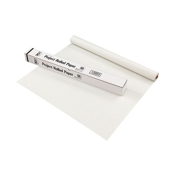 (まとめ) オキナ プロジェクトロール 788×30m巻 50mm方眼 白 PR5WH 1本 【×5セット】[21]