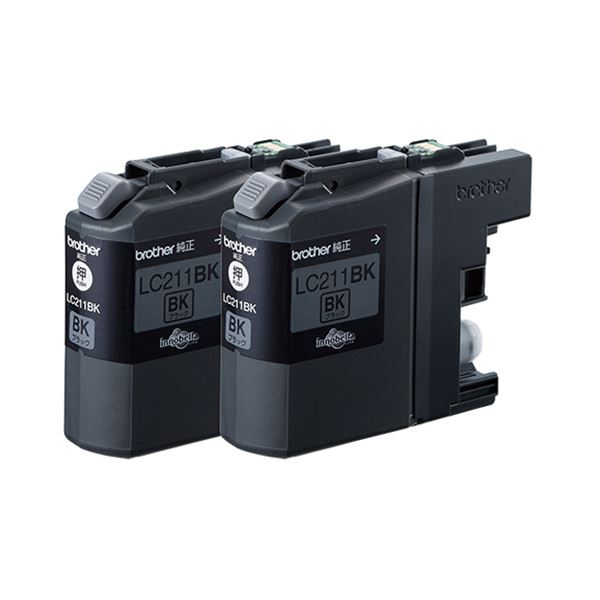 (まとめ) ブラザー BROTHER インクカートリッジ お徳用 黒 LC211BK2PK 1箱（2個） 【×10セット】[21](2)