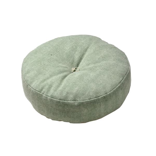 クッション 約45R×12cm ライトグリーン 円形 インド綿 綿100％ ホットカーペット オールシーズン可 フロアラウンドクッション【代引不可】[21]
