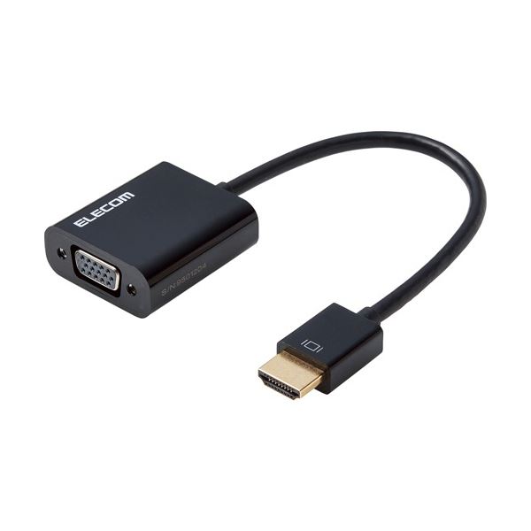 (まとめ) エレコム HDMI用VGA変換アダプタ ブラック AD-HDMIVGABK2 1個 【×3セット】[21]
