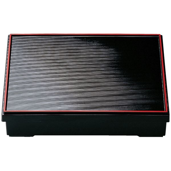 9寸千筋松花堂 黒天朱 仕切付 A【代引不可】[21](3)