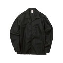 T/C ノンアイロンオープンカラー長袖シャツ ブラック L [21]