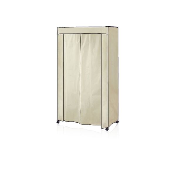 ハンガーラック 衣類収納 幅約91cm アイボリー 不織布 カバー付き 組立品 スチールハンガー ベッドルー..