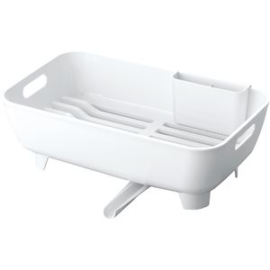 〔18個セット〕 水切りラック 水切りかご 幅24.1cm 1段 スリム ホワイト 抗菌 カトラリースタンド付き ..