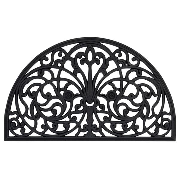 屋外用 玄関マット ドアマット 約45×75cm 半円型 洗える ラバー インド製 泥落としマット 玄関 エントランス 入口【代引不可】[21]