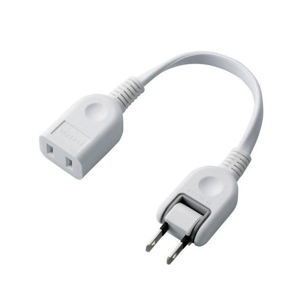 (まとめ) エレコム ACアダプタ用電源延長コード 2Pオス-メス 1個口 ホワイト 0.1m T-ADR1WH 1個 【×30セット】[21]
