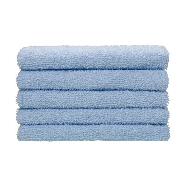 （まとめ）フェイスタオル ブルー 230匁 1パック（5枚） 【×5セット】[21]