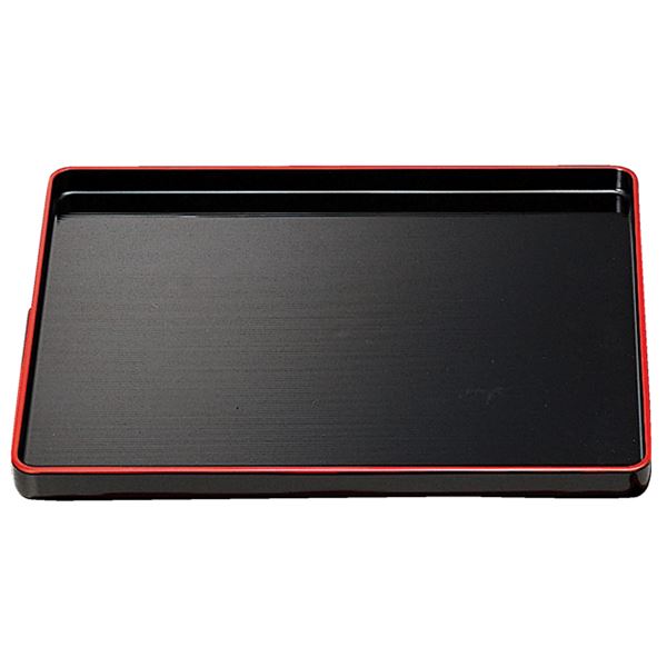 尺4 千筋長手盆/トレー 【黒天朱SL】 420×320×20mm 日本製 〔和食 レストラン 居酒屋 店舗 お店〕【代引不可】[21]
