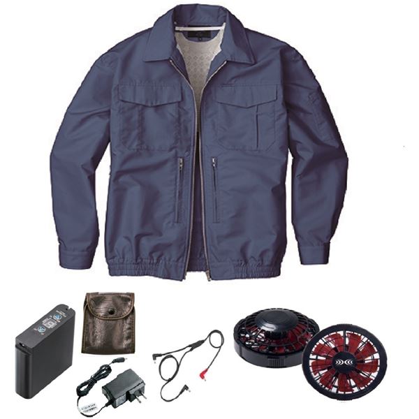 KU92130 空調服 R 綿ポリ混紡 スペーサー一体型 FAN2200BR・CBB500ロングケーブル・LIPRO2セット ネイ..