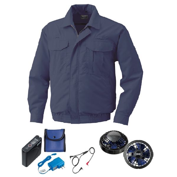 KU9055F 空調服 R 綿薄手 フルハーネス対応 FAN2400SPBB・RD9261・LISUPER1セット ダークブルー 5L[21]