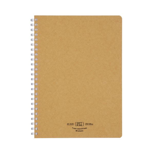 （まとめ）コクヨ ソフトリングノート（ナチュラル）A5 A罫 80枚 ベージュ ス-SV638A-S 1セット（5冊）【×2セット】[21]
