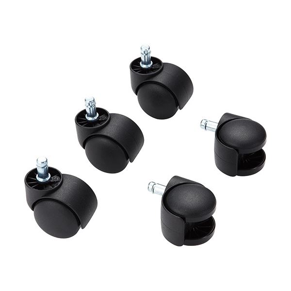 (まとめ) ナカバヤシ チェア用ナイロンキャスター ブラック CA-CN01BK 1セット(5個) 【×3セット】[21]