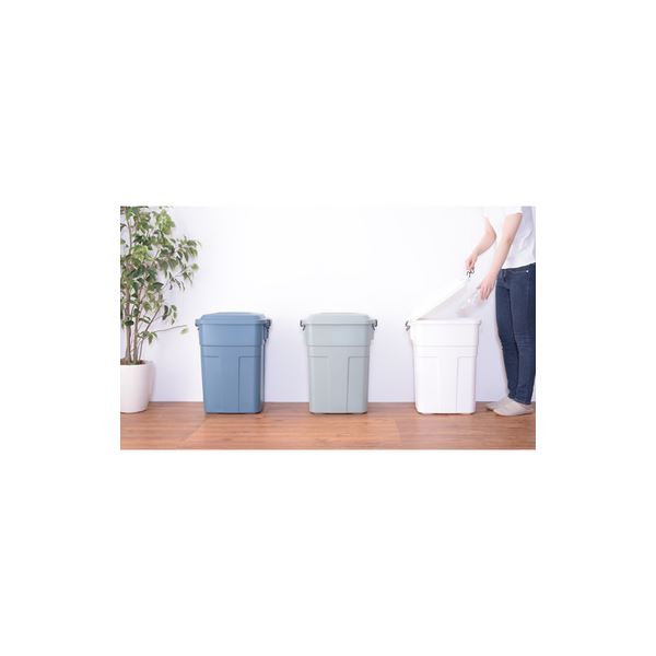 ゴミ箱 ダストボックス 幅45.5cm 50L ネイビー ふた付き 日本製 ポリエチレン スチール トラッシュカン キッチン 店舗[21] [2]