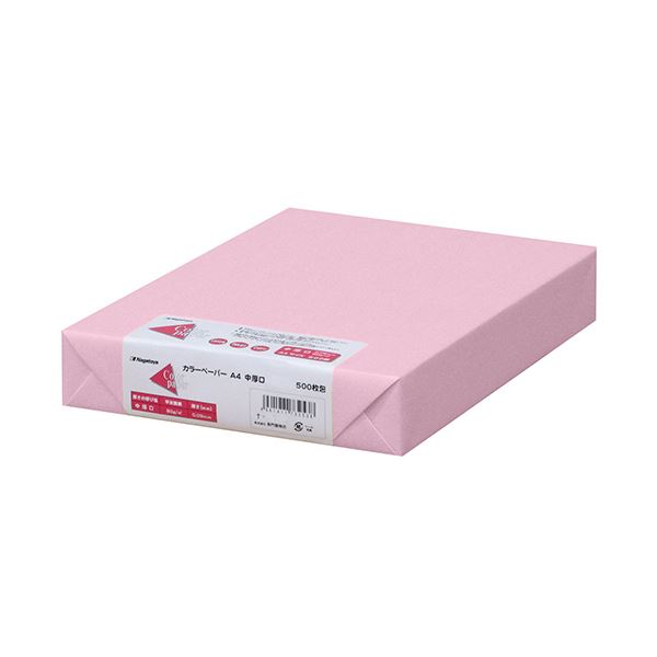 (まとめ) 長門屋商店 Color Paper A4中厚口 桃 ナ-3271 1冊(500枚) 【×5セット】[21]