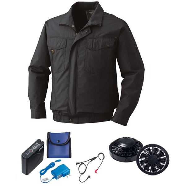 KU91400 空調服 R 綿薄手 タチエリ FAN2200B・RD9261・LISUPER1セット チャコール L[21]