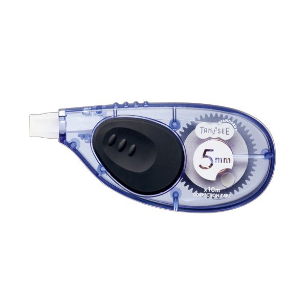 (まとめ) TANOSEE 修正テープ ヨコ引き 5mm幅×10m ブルー 1セット（10個） 【×10セット】[21]