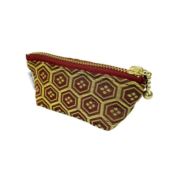 たたみべりの小銭入れ 亀甲文様 赤紅[21]