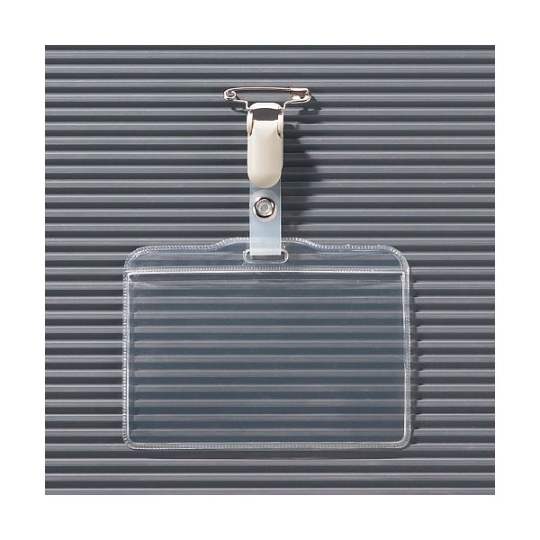 （まとめ） ライオン事務器 タッグ名札 ヨコ型ソフトタイプ 取付用クリップ付 N73K-10P 1パック（10個） 【×5セット】[21]