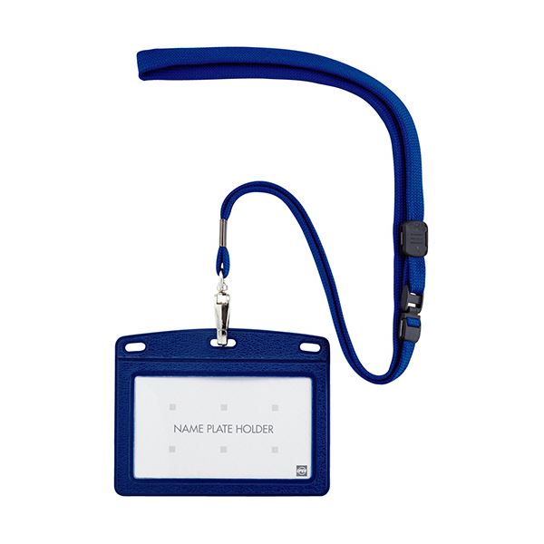 (まとめ) オープン工業 吊下げ名札 レザー調 ヨコ名刺サイズ 青 N-123P-BU 1セット（10個） 【×5セット..