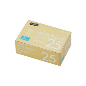 (まとめ) TANOSEE ダブルクリップ 中 口幅25mm ペールブルー 1箱（10個） 【×100セ...