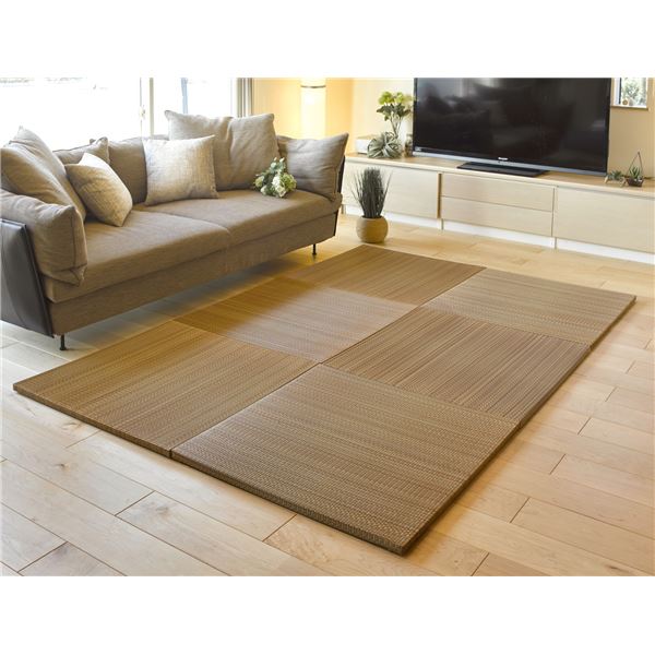 置き畳 ユニット畳 約幅82×奥行82×高さ2.5cm ブラウン い草100% 軽量 滑りにくい加工 空気清浄 キズ防止 フラッタ 倉敷II【代引不可】[21]