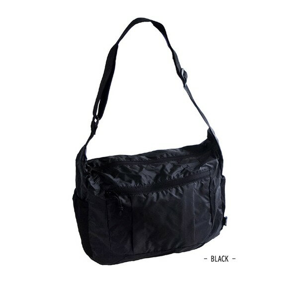 水に強い撥水加工パッカブルコンパクトショルダーバック ブラック[21]