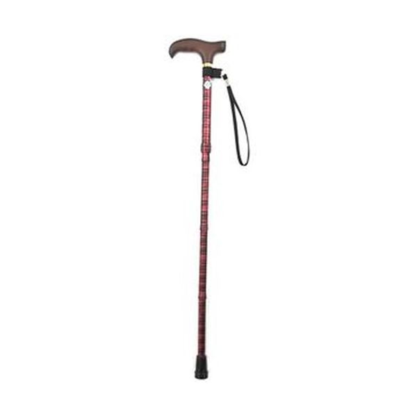 （まとめ）フジホーム ステッキ ベーシック折り畳みS チェックレッド WB3798 1本【×5セット】[21]