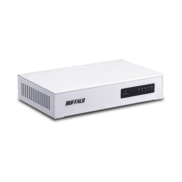 (まとめ）バッファロー 10/100M対応スイッチングハブ 金属筐体 電源内蔵 5ポート ホワイト LSW4-TX-5NS/WHD 1セット(3台)【×3セット】[21]