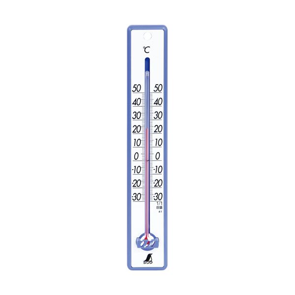 （まとめ）シンワ 寒暖計 25cm ブルー48356 1個【×10セット】[21]