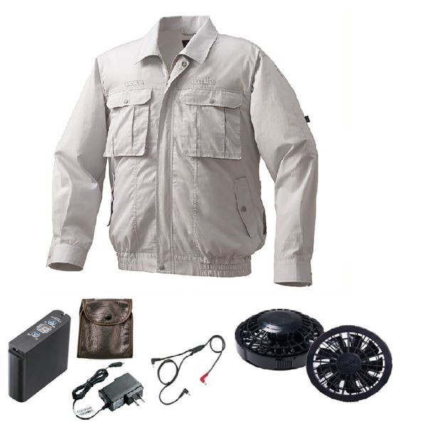 KU92100 空調服 R 綿・ポリ混紡 フルハーネス仕様 FAN2200B・RD9261・LIPRO2セット シルバー LL[21]